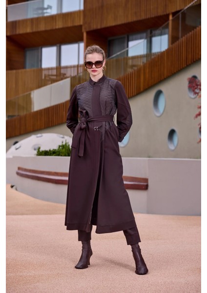 Kapitone Detaylı Pardesü 38527 Kahve fırsatları