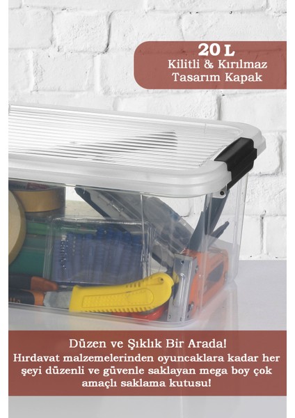 3'lü 20L Multibox Saklama Kabı Kilitli Kapaklı Çok Amaçlı Düzenleyici Kiler Depolama Saklama Kutusu fiyatları