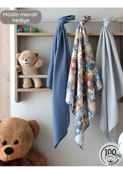 Bebek Müslin Örtü&battaniye 3 Adet %100 Pamuklu Çok Amaçlı Örtü 80X75CM-OEKO Tex Sertifikalı