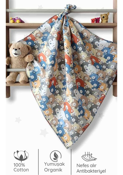 Bebek Müslin Örtü&battaniye 3 Adet %100 Pamuklu Çok Amaçlı Örtü 80X75CM-OEKO Tex Sertifikalı fırsatları