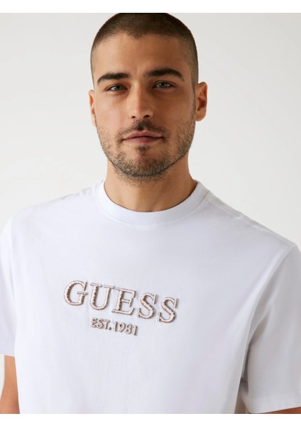 Embroidery Erkek Beyaz Regular Fit T-Shirt M5BI09K8FQ4-G011 modelleri