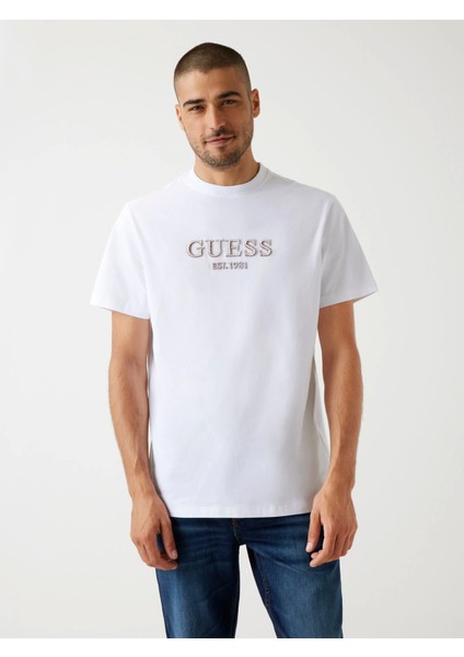 Embroidery Erkek Beyaz Regular Fit T-Shirt M5BI09K8FQ4-G011 indirimleri