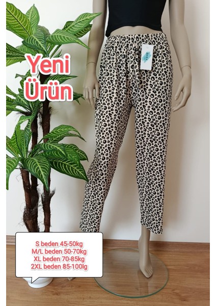 Kadın Desenli Rahat Kalıp Milan Kumaş Pijama Altı