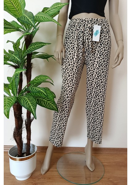 Kadın Desenli Rahat Kalıp Milan Kumaş Pijama Altı modelleri