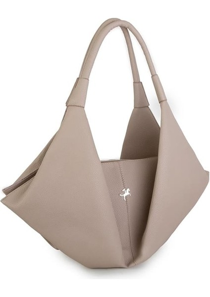 1271 Kadın Omuz Çantası Bej Baskılı