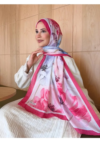 Desenli Bambu Kraş Şal Fuşya
