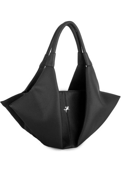 1271 Kadın Omuz Çantası Siyah Baskılı