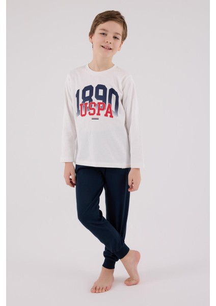 Erkek Çocuk Uzun Kol Pijama Takım Beyaz