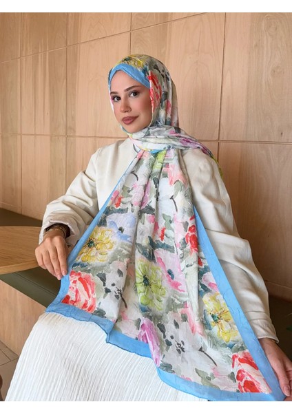 Desenli Bambu Kraş Şal Mavi-Renkli fiyatları