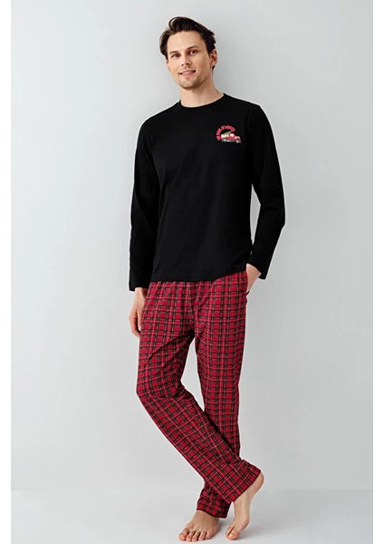 Uzun Kol Ekoseli Erkek Pijama Takım 3515