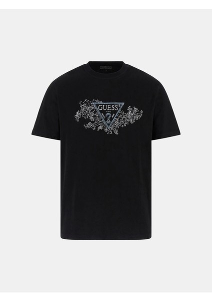 Embroidery Erkek Siyah Regular Fit T-Shirt M5BI07I3Z14-JBLK