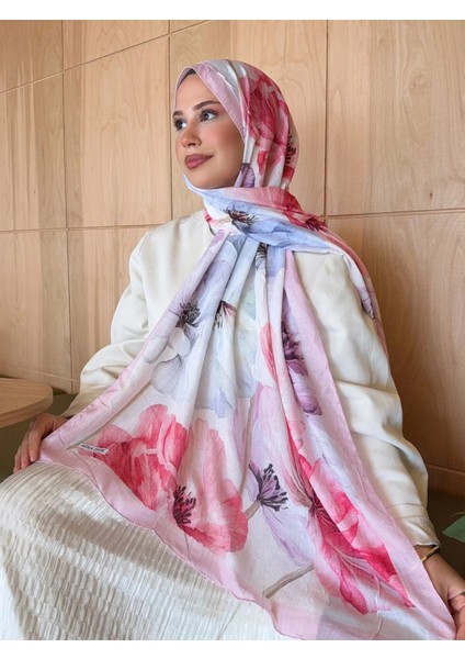 Desenli Bambu Kraş Şal Pembe-Renkli Çiçek fırsatları