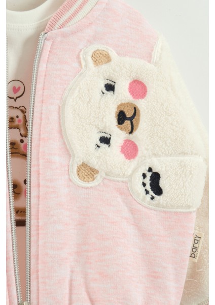 Bebek Nakış Detaylı Sweatshirt, Pantolon ve Ceket 3’lü Takım (9-12-18 Ay) fiyatları