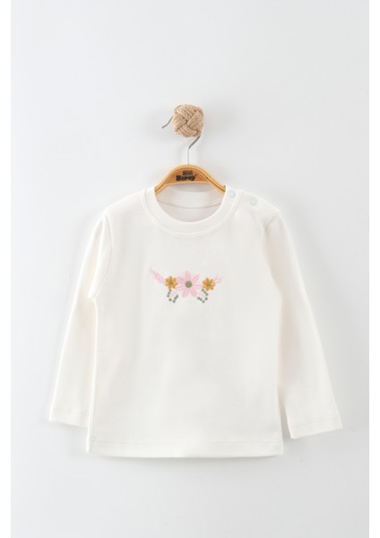 Kız Bebek Çiçek Nakış 3'lü Takım (9-12-18 Ay) modelleri