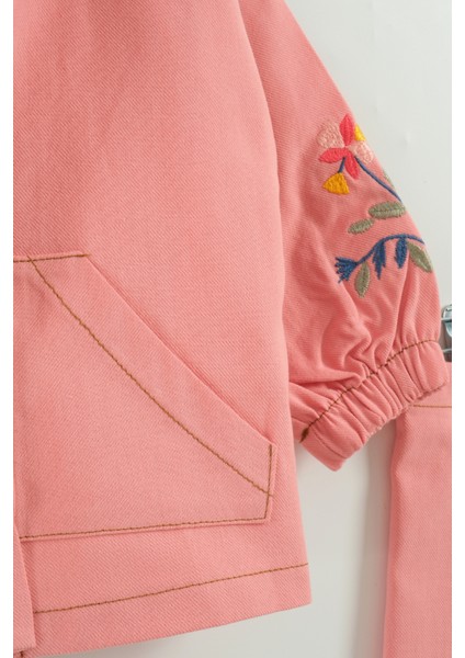 Kız Çocuk Çiçek Nakışlı Ceket ve Pantolon 3'lü Takım (2-3-4-5 Yaş) modelleri