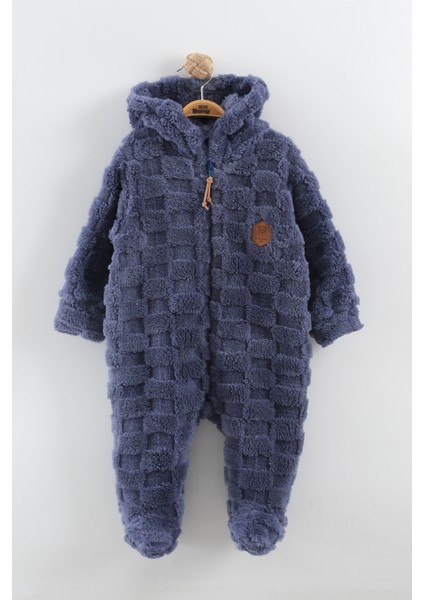 Bebek Kapüşonlu Peluş Tulum (3-6-9-12 Ay)