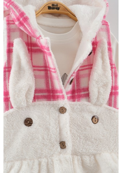 Kız Bebek Düğmeli Peluş Eşofman 3'lü Takım (9-12-18 Ay) fiyatları