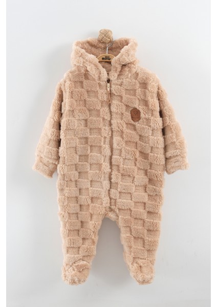 Bebek Kapüşonlu Peluş Tulum (3-6-9-12 Ay)