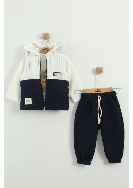 Erkek Bebek Mont ve Jogger Pantolon 3'lü Takım (9-12-18 Ay)