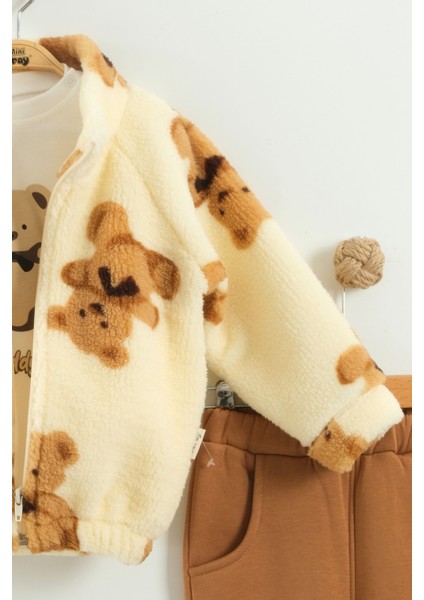 Kız Bebek Ayı Desen Peluş 3'lü Peluş Eşofman Takım (9-12-18 Ay) fiyatları