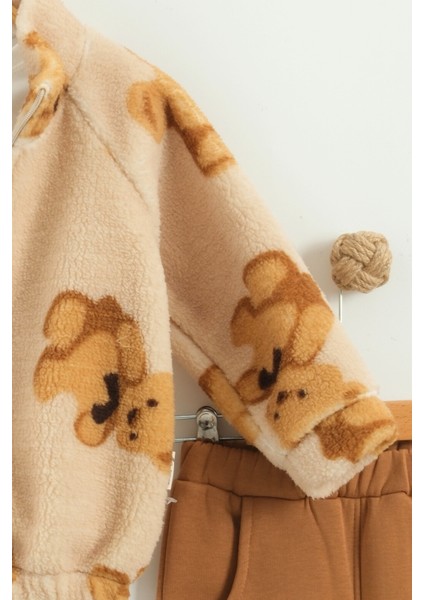 Kız Bebek Ayı Desen Peluş 3'lü Peluş Eşofman Takım (9-12-18 Ay) fiyatları