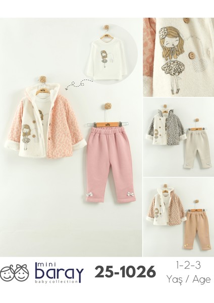 Kız Çocuk Peluş Kaban ve Pantolon Takım (1-2-3 Yaş) indirimleri