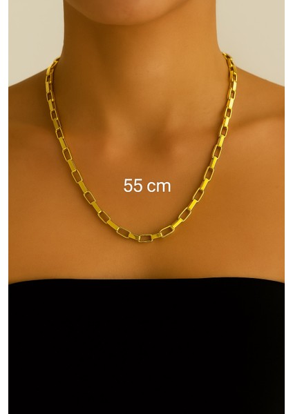 Altın Renk Cubixs Küp Model Zincir Unisex Çelik Kolye - 3342