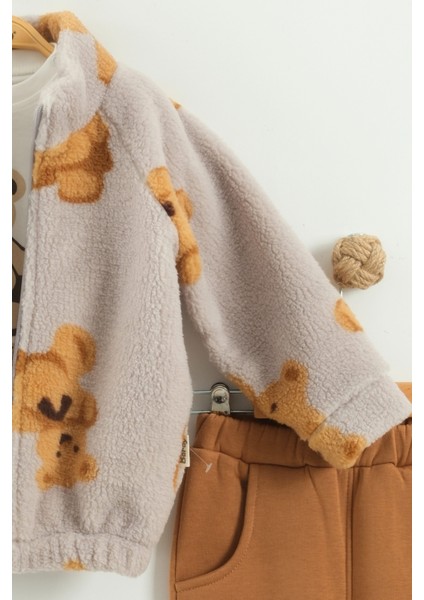 Kız Bebek Ayı Desen Peluş 3'lü Peluş Eşofman Takım (9-12-18 Ay) fiyatları