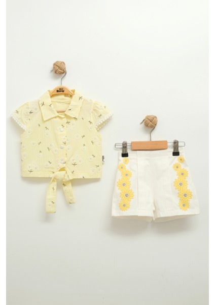 Kız Bebek Desenli Gömlek ve Şort Takımı (9-12-18 Ay)