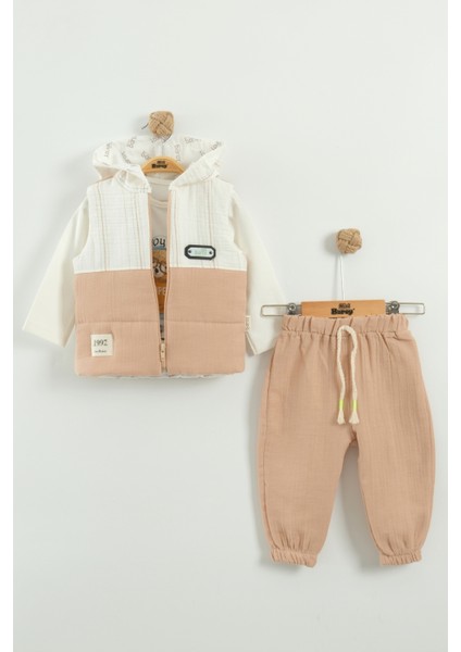 Erkek Bebek Mont ve Jogger Pantolon 3'lü Takım (9-12-18 Ay)