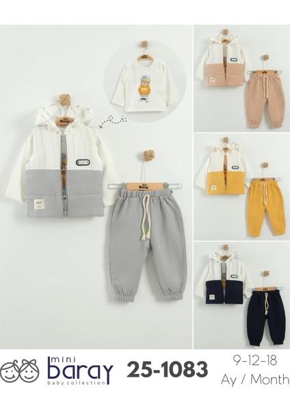 Erkek Bebek Mont ve Jogger Pantolon 3'lü Takım (9-12-18 Ay) indirimleri