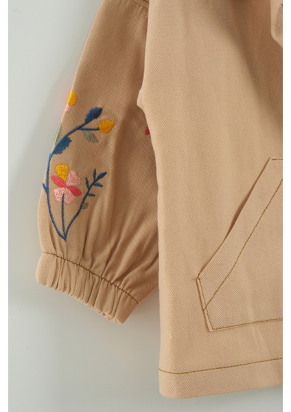 Kız Çocuk Çiçek Nakışlı Ceket ve Pantolon 3'lü Takım (2-3-4-5 Yaş) fiyatları