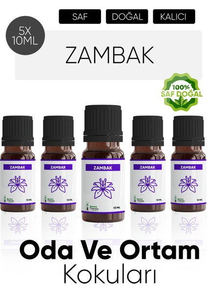 Zambak Esansiyel Koku Yağı Buhardanlık Yağı Difüzör Esansı Hobi Esans Ortam Oda Kokusu 5X10 ml
