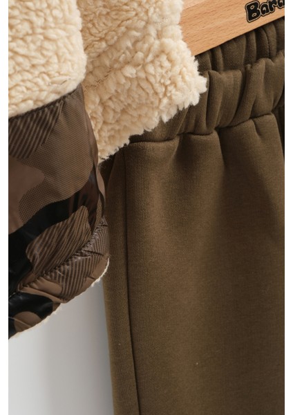 Erkek Bebek Kamuflaj Desen Peluş Eşofman 3'lü Takım (9-12-18 Ay) modelleri