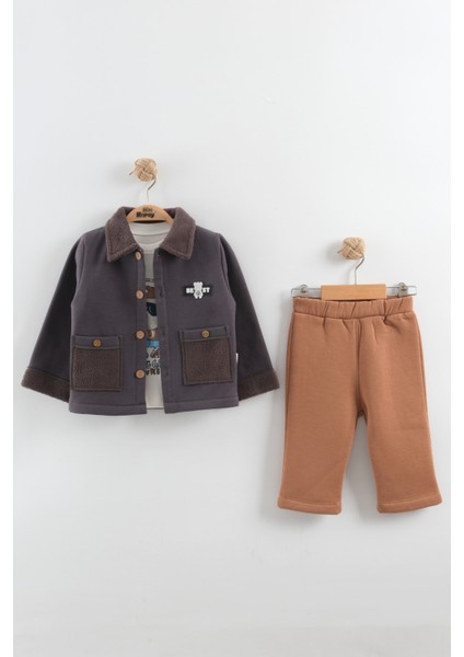 Erkek Bebek Kaban ve Pantolon 3'lü Takım (9-12-18-24 Ay)