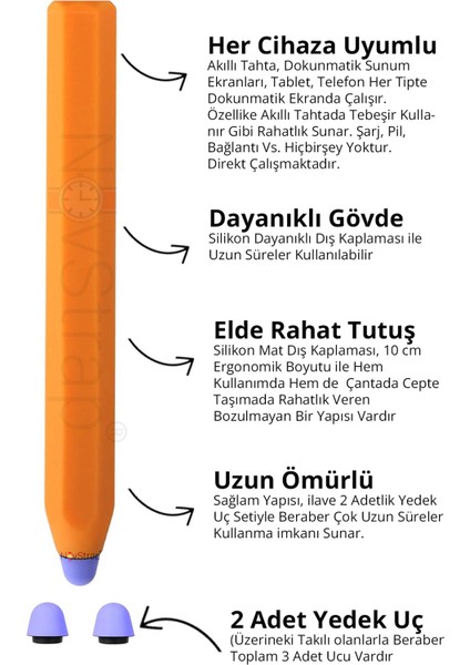 Akıllı Tahta Kalemi + 2 Adet Yedek Uç (Tüm Tablet Telefonlar Ile Uyumlu Dokunmatik Kalem) fiyatları