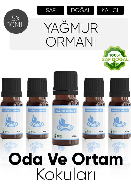Yağmur Ormanı Esansiyel Koku Yağ Buhardanlık Yağı Difüzör Esansı Hobi Esans Ortam Oda Kokusu 5X10 ml