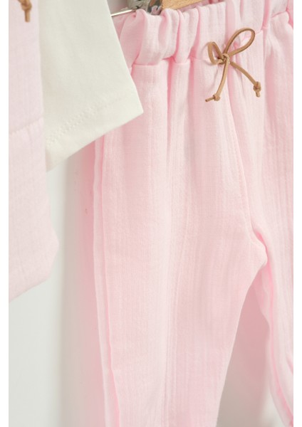 Kız Bebek Çiçek Desen Yelekli 3'lü Eşofman Takım (9-12-18 Ay) modelleri