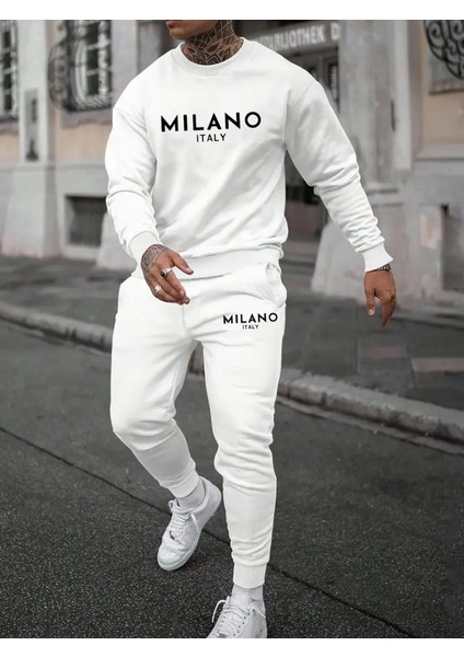 Erkek Uzun Kollu Baskı Detaylı Iki Iplik Takım