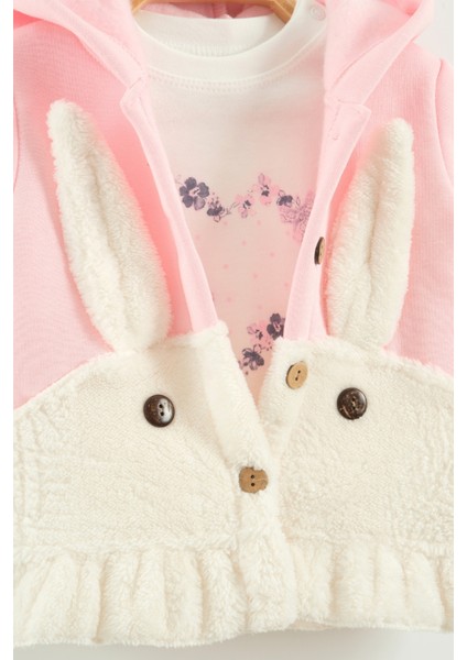 Kız Bebek Tavşan Kulak Kapüşonlu 3'lü Eşofman Takım (9-12-18 Ay) fiyatları