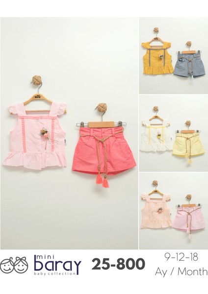 Kız Bebek Çiçek Detaylı Şortlu Takım (9-12-18 Ay) fiyatları