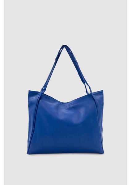 Rosil Yumuşak Dokulu Iç Bölmeli Fermuarlı El, Kol ve Omuz Çantası Lacivert