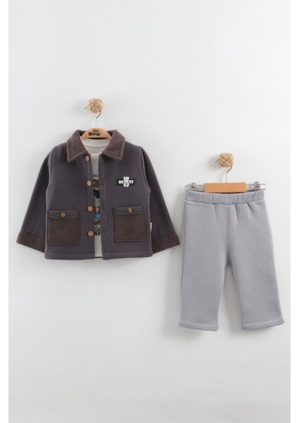 Erkek Bebek Kaban ve Pantolon 3'lü Takım (9-12-18-24 Ay)