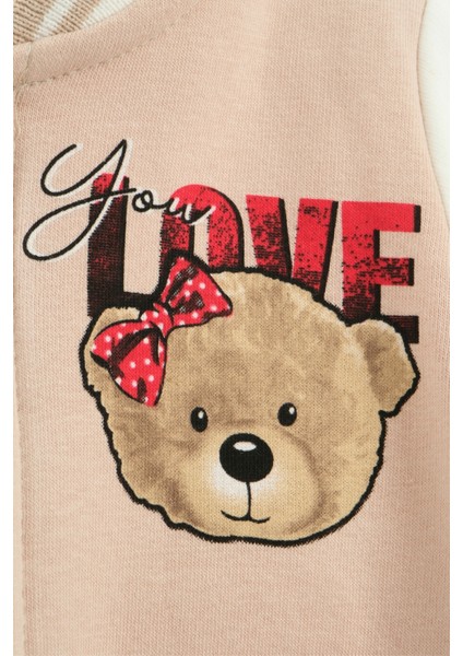 Kız Bebek Baskılı 3'lü Eşofman Takımı (Sweatshirt, Pantolon, Ceket ) (9-12-18 Ay) fiyatları