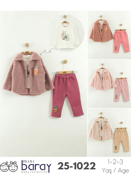 Kız Çocuk Hırka, Body ve Pantolon 3'lü Takım (1-2-3 Yaş) indirimleri