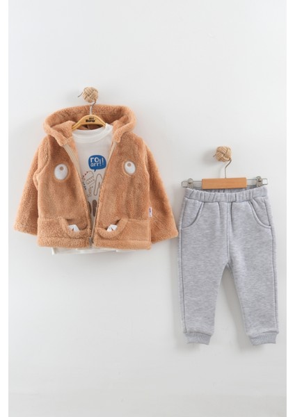 Erkek Bebek Dinozor Kapüşonlu Eşofman Takım (9-12-18 Ay)