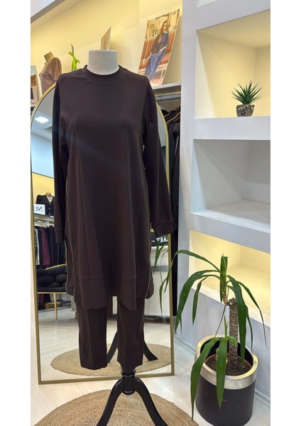 Fermuar Detaylı Tunik 38020 Kahve