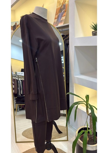 Fermuar Detaylı Tunik 38020 Kahve fiyatları