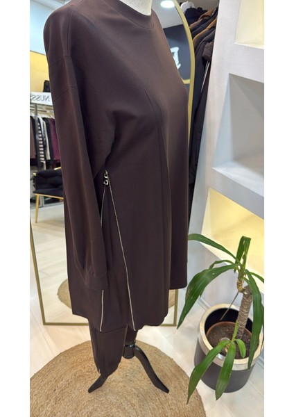 Fermuar Detaylı Tunik 38020 Kahve fırsatları