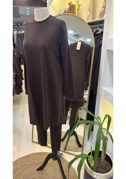 Fermuar Detaylı Tunik 38020 Kahve